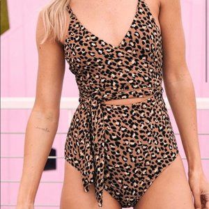 NWT Aerie Leopard Print Wrap One piece